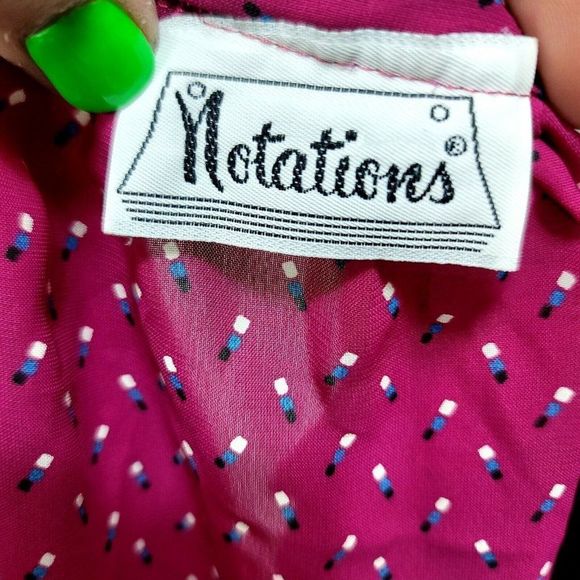 Vintage‎ 90s Notations Size S Sheer Flowy Magenta Geo Pattern High Waisted Skirt - Picture 8 of 8